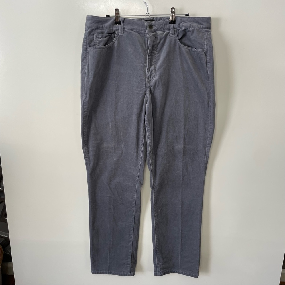 Talbots Velveteen Curvy Straight Leg Pants Gray Womens 14 Cottagecore Office